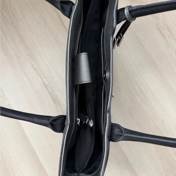 Calvin Klein Saffiano Black Leather Tote Bag - Picture 7 of 7